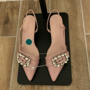 Run! These shoes won’t last! I wish they fit me! Kitten heel with gorg stones!